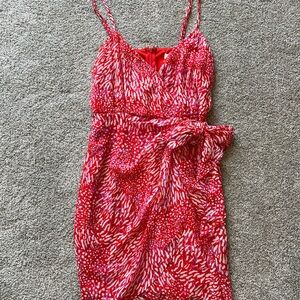 Womens Lush Elegant Red Patterned Mini Dress- Size Small
